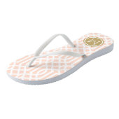 Blush Pink and Gold Trellis Monogram Teenslippers (Schuin)