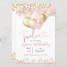 Blush Pink and Gold Twelve Birthday Party