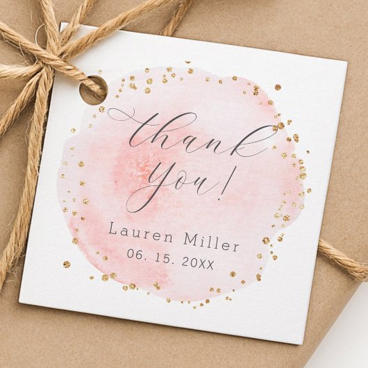 Blush Pink and Gold Watercolor Thank You  Bedankjes Labels