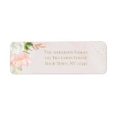Blush Pink and Gold Waterverf Floral Etiket (Voorkant)