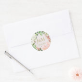Blush Pink and Gold Waterverf Floral Ronde Sticker (Envelop)