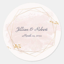 Blush Pink and Gold Wedding Ronde Sticker