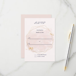 Blush Pink and Gold Wedding RSVP Kaartje