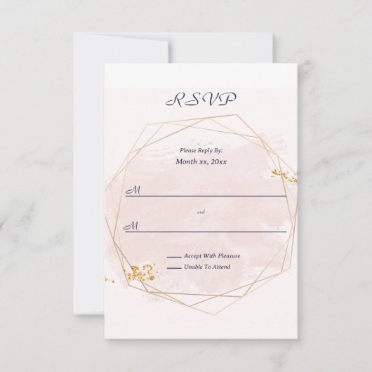 Blush Pink and Gold Wedding RSVP Kaartje (Voorkant)