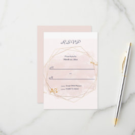 Blush Pink and Gold Wedding RSVP Kaartje