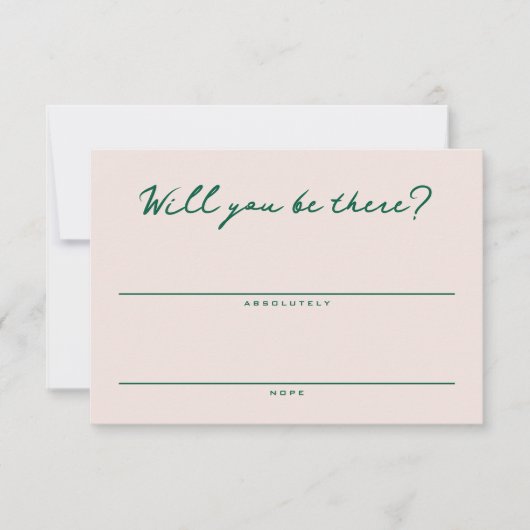 Blush Pink and Green Simple RSVP Card Kaartje (Voorkant)
