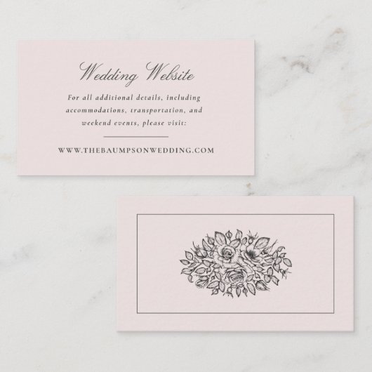 Blush Pink and Grey  Elegant Floral Website Informatiekaartje (Voorkant / Achterkant)