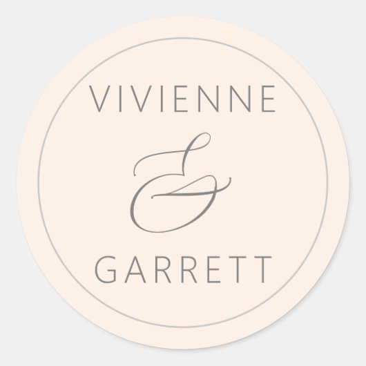 Blush Pink and Grey Wedding Envelope Seals Ronde Sticker (Voorkant)