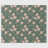 Blush Pink and Hunter Green Floral Pattern Cadeaupapier (Vlak)