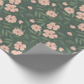 Blush Pink and Hunter Green Floral Pattern Cadeaupapier (Hoek)