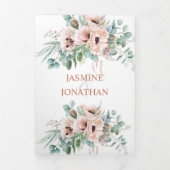 Blush Pink and Ivory Waterverf Floral Wedding Drieluik Uitnodiging (Cover)