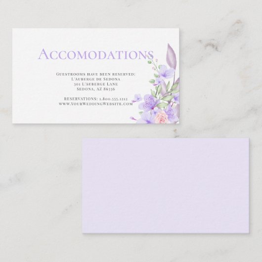 Blush Pink and Lavender Floral Spring Bouquet Informatiekaartje (Voorkant / Achterkant)