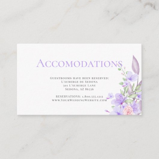 Blush Pink and Lavender Floral Spring Bouquet Informatiekaartje (Voorkant)