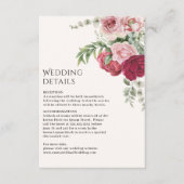 Blush pink and Marsala Rose floral Wedding details Informatiekaartje (Voorkant)