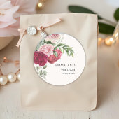 Blush Pink and Marsala Rose Wedding Ronde Sticker