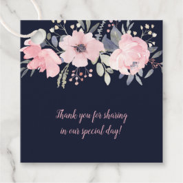 Blush Pink and Navy Floral Square Wedding | Bedankjes Labels