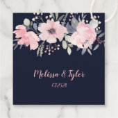 Blush Pink and Navy Floral Square Wedding | Bedankjes Labels (Achterkant)
