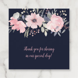 Blush Pink and Navy Floral Square Wedding | Bedankjes Labels