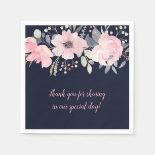 Blush Pink and Navy Floral Square Wedding   Servet