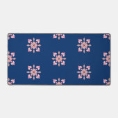 Blush Pink and Navy Geometric Floral Tiles Bureaumat (Voorkant)