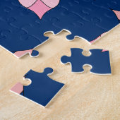 Blush Pink and Navy Geometric Floral Tiles Legpuzzel (Zijkant)