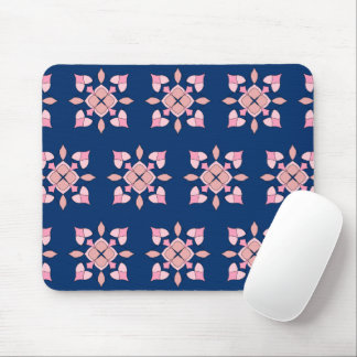 Blush Pink and Navy Geometric Floral Tiles Muismat