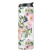 Blush Pink and Navy Waterverf Floral  Thermosbeker (Gedraaid links)