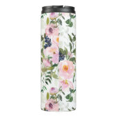 Blush Pink and Navy Waterverf Floral  Thermosbeker (Achterkant)