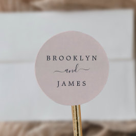 Blush Pink and Navy Wedding Envelope Seals Ronde Sticker