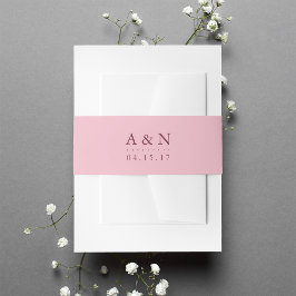 Blush Pink and Plum Wedding Monogram Uitnodigingen Wikkel