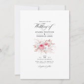 Blush Pink and Roos Gold Floral and Lace Wedding I Kaart (Voorkant)