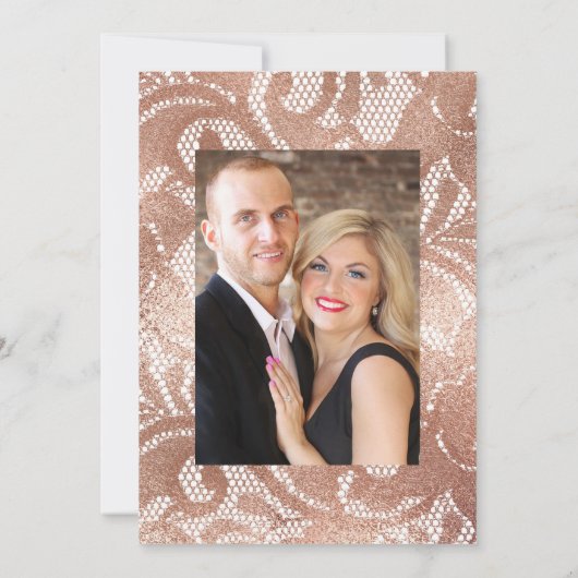 Blush Pink and Roos Gold Floral and Lace Wedding I Kaart (Achterkant)