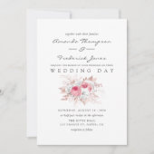 Blush Pink and Roos Gold Floral and Lace Wedding Kaart (Voorkant)