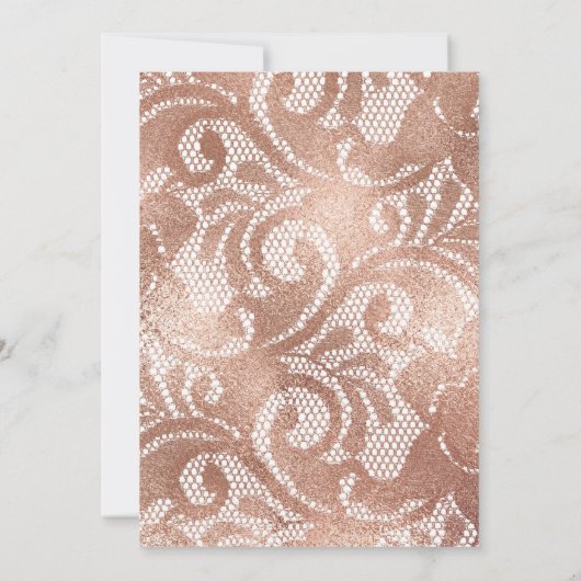 Blush Pink and Roos Gold Floral and Lace Wedding Kaart (Achterkant)