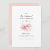 Blush Pink and Roos Gold Floral and Lace Wedding Programmakaart (Voorkant / Achterkant)