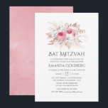 Blush Pink and Roos Gold Floral Bat Mitzvah Kaart<br><div class="desc">Trendy blush roze en witte rozen vleermuis mitzvah uitnodiging met accenten van roos goud ontworpen om snel en gemakkelijk te worden aangepast aan uw evenement specifieke kenmerken.</div>