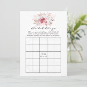Blush Pink and Roos Gold Floral Bingo Kaart (Staand voorkant)