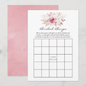 Blush Pink and Roos Gold Floral Bingo Kaart (Voorkant / Achterkant)