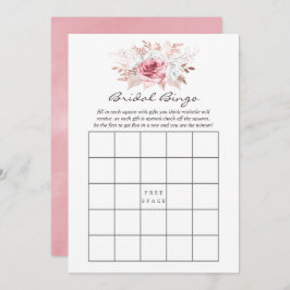 Blush Pink and Roos Gold Floral Bingo Kaart