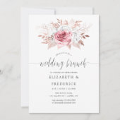 Blush Pink and Roos Gold Floral Wedding Brunch Kaart (Voorkant)