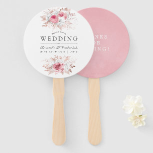 Blush Pink and Roos Gold Floral Wedding Favor Handwaaier