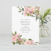 Blush Pink and Roos Gold Floral Wedding Kaart (Staand voorkant)