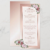Blush Pink and Roos Gold Floral Wedding Menu (Voorkant / Achterkant)