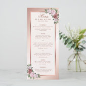 Blush Pink and Roos Gold Floral Wedding Menu (Staand voorkant)