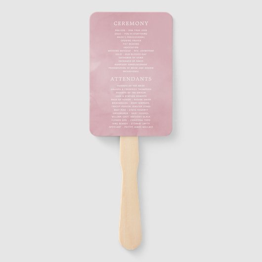 Blush Pink and Roos Gold Floral Wedding Programme Handwaaier (Achterkant)