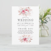 Blush Pink and Roos Gold Floral Wedding Programme Programmakaart (Staand voorkant)
