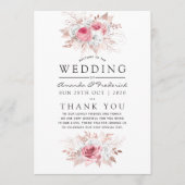 Blush Pink and Roos Gold Floral Wedding Programme Programmakaart (Voorkant)