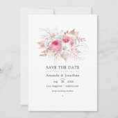 Blush Pink and Roos Gold Floral Wedding Save The Date (Voorkant)