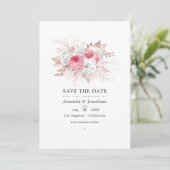 Blush Pink and Roos Gold Floral Wedding Save The Date (Staand voorkant)