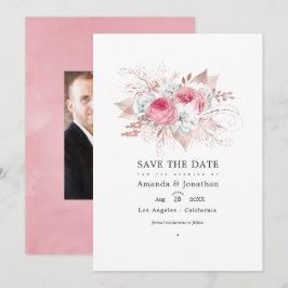 Blush Pink and Roos Gold Floral Wedding Save The Date